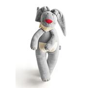 HABA 1031269003 Lapin tétine pour bébé - Nuits tranquilles grâce au porte-tétine - 37 cm - Gris - Très doux à câliner - Excellent cadeau de naissance - À partir de 0 mois