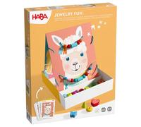 HABA Jeu à Enfiler Atelier de Bijoux - Set de Perles créatif dès 3 Ans - avec 50 Perles en Bois & 4 Motifs Mignons - Favorise la motricité Fine - 2012247001