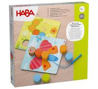 HABA Jeu d'enfilage des Animaux en Bois - Plaisir des Couleurs et du comptage pour Les Petits Fans d'enfilage dès 18 Mois - 4 Cartes à Motifs & 20 pions en Bois - 2012248001