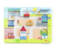 HABA Jeu magnétique Ville en Bois - Jouet éducatif interactif à partir de 3 Ans - Encourage Les Premiers Pas dans la Circulation routière avec des éléments rotatifs - 2012357001