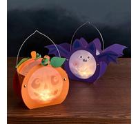 HABA Kit Créatif Lanternes Halloween - 2 Lanternes à Fabriquer dès 5 Ans | Citrouille & chauve-souris, sans colle - avec attaches parisiennes & anse, kit complet
