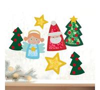HABA Kit de Bricolage Enfant - Premier Collage, 7 Motifs Noël - 2012713 | Kit complet dès 3 ans - Étoiles, anges, sapins en déco de fenêtre à faire soi-même