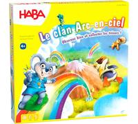 HABA - Le Clan Arc-en-Ciel - Jeu de Société pour Enfants dès 4 Ans | Estimation des distances, collecte de cristaux, plateau modulable - 4 figurines et 3 arcs-en-ciel en bois