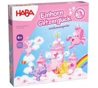 HABA Licorne pailletée : empilable Nuages - Jeu d'empilage pour Enfants avec Licornes, Nuages en Bois et 10 Cristaux de Nuages Scintillants, à partir de 4 Ans - 2012232001
