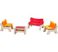 Haba Little Friends 303840 - Meubles de Maison de poupée avec canapé, Table et 2 fauteuils, Convient pour Toutes Les Maisons de poupée Little Friends
