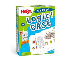 HABA - Logic! Case Starter Set 6+ - Jeu d'énigmes et de logique - Jeu de Voyage en Avion, Voiture, Train - Jeu Solo - Petit Format - 6 Ans +