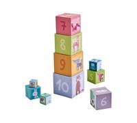 HABA Lot de 10 Cubes empilables en Carton avec Motifs d'animaux Amusants pour bébés à partir de 12 Mois