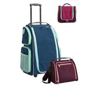 HABA Lot de 3 valises à roulettes pour enfant - Avec sangles de transport - Nombreuses poches - Crochets cachés - Passants - Robuste - En polyester recyclé - Détails réfléchissants - Fermeture éclair