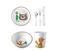 HABA Lot de 4 bols unisexes, assiettes, gobelets et couverts - Forêt - Taille unique