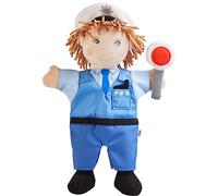 HABA Marionnette à Main Policier - Jouet en Peluche 30 cm | Pour enfants dès 18 mois - accessoires Velcro inclus (baguette stop & radio) - idéale pour le théâtre Kasperle