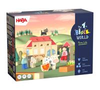 HABA Meine erste Bausteinwelt Unsere große Farm - Baustein-Starter-Set AB 18 Monaten mit 2 Spielfiguren & Fahrzeug - Bauen & Rollenspiel - 2013392001