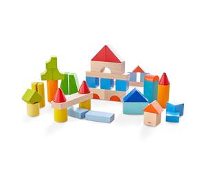 HABA Mes Premiers Blocs de Construction - 46 Blocs en Bois colorés avec Sac en Coton - Fabriqué en Allemagne - pour Enfants dès 1 an - Favorise la motricité Fine - 2010877001