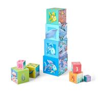 HABA Poisson Arc-en-Ciel : Jouet d'empilement dès 1 an | 10 cubes stables en carton pour apprendre à compter - jouet motricité pour tout-petits