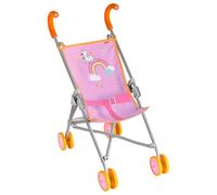 HABA Poussette Poupée Arc-en-Ciel - Pliable avec poignées rembourrées et Doubles Roues - pour poupées jusqu'à 45 cm - Dès 2 & 3 Ans - 2013338001