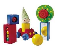 Haba premier coffret de jeu de voiture avec cubes en bois et son 8-pièces Multicolore G