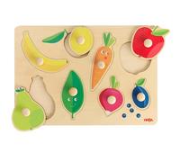HABA Puzzle à Boutons Fruits et Couleurs - Premier Puzzle en Bois avec Gros Boutons - Apprendre Les Couleurs et reconnaître Les Formes - pour Enfants dès 12 Mois - 2011811001