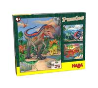 HABA Puzzles Dinosaurier, Kinderpuzzle, Puzzle, Kinder, ab 4 Jahren, 3 x 24 Teile, 1303377001
