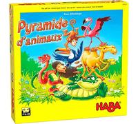 HABA- Pyramide d’Animaux - Jeu d'adresse en Bois - Jeu de société Enfants - 4 Ans et Plus - Réf 305521
