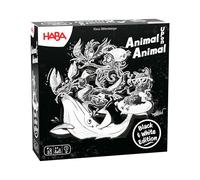 HABA Pyramide d'animaux - Black & White Edition - Jeu d'Adresse et d'Empilage en Bois - 2-4 Joueurs - Dès 4 Ans - 2014044001