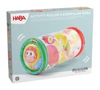 HABA Rouleau de Reptation Chenille Rose - Jouet Bébé Interactif dès 6 Mois | Trois balles colorées éveillent la curiosité par des bruits de hochet et des stimuli visuels.