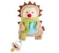 HABA Schnullertier Hérisson - Peluche bébé avec lanière amovible, porte-sucette & aide à l'endormissement, trousseau naissance fille & garçon dès 0 mois
