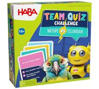 HABA Team Quiz Challenge Nature vs. Technologie - 222 Cartes | Jeu d'équipe mixte, ring de boxe 3D inclus, dès 10 ans - 2 équipes, 222 questions de culture générale