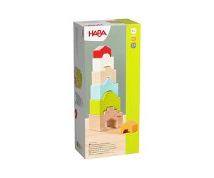 HABA Tour empilable Maison sur Maison - Blocs empilables en Bois de hêtre colorés pour Une empilement créatif - Favorise la motricité Fine et la Coordination - Dès 18 Mois - 2011045001