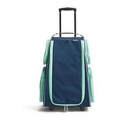 HABA Valise armoire enfant - Valise enfant en polyester recyclé + sac à linge sale, 3 tablettes amovibles, 4 poches extérieures et 4 roulettes - A partir de 5 ans - 1442797001, Marine, Valise à 4
