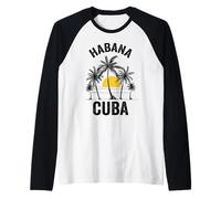 Habana Beach Souvenir T-Shirt Cuba 2021 Vacances Famille Manche Raglan