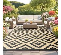 Habaylin Tapis d'extérieur résistant aux intempéries, réversible, pour balcon, 120 x 180 cm, léger, couverture de pique-nique, auvent, pour camping, terrasse, jardin, noir