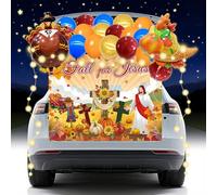 HABDJILTY Kit de décorations religieuses d'Halloween pour coffre ou friandises, décoration de voiture d'église d'automne ou de friandises avec toile de fond Jésus Turquie pour voiture, arche, garage