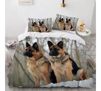 HABEAT Housse de Couette Berger Allemand 220x240 cm Confortable Doux Microfibre 3D Animaux Chien Parure de Lit 2 Personnes 3 Pièces avec Fermeture éclair et 2 Taie d'oreiller 50x75 cm（Style 1-10）