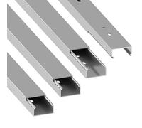 Habengut Goulotte de câble (avec Trou de Montage dans Le Fond) 30 x 15 mm en PVC, Couleur : Argent, Longueur 4 m (4 x 1 m de Longueur)