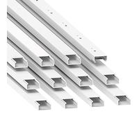 Habengut Lot de 12 Cache-câbles en PVC avec Trou de Montage au Sol 15 x 30 mm Blanc Longueur 12 m (12 pièces de 1 mètre)