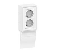 Habengut Unité de prise verticale à 2 prises pour plinthe « Profil Berlin » en PVC, blanc