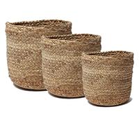 Habere India-All the Cultures Fabricating India Jute Baskets Online | Paniers design | Paniers de rangement/étagères | Paniers à fruits ou vêtements (jute naturelle_beige, ensemble de 3 pièces (15,2