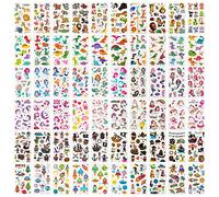 Habett Lot de 60 feuilles de tatouages pour enfants - Pour filles et garçons - Dinosaures de l'espace - Animaux - Licorne - Pirate - Parfaits pour les anniversaires d'enfants, les fêtes, les petits