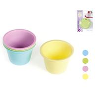 HABI Cake Design Confection 4 Moules à Panna Cotta, en Silicone, Diamètre 9 cm, Hauteur 6 cm, Pastel