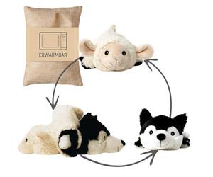 Habibi Plush Classic 1863 Magic Peluche chauffante convertible en forme de loup/mouton, pour chauffer au micro-onde/four