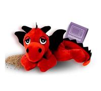 Habibi Plush Classic - 1864 Dragon porte-bonheur rouge/noir avec garnissage en grains de millet, peluche chauffante pour réchauffer au micro-ondes/four