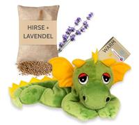 Habibi Plush Classic Coussin chauffant en peluche pour enfants et adultes - Dragon porte-bonheur rembourré de millet, peluche chauffante disponible en plusieurs couleurs (Vert)