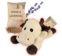 Habibi Premium MIDI Deluxe 2044 Coussin chauffant en peluche pour bébés et enfants - Mini vache, rembourrage amovible en millet, pour chauffer au micro-ondes, convient également aux adultes (vache)