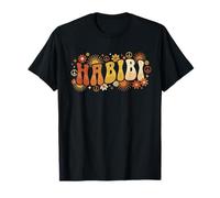 Habibi Retro 70s Typography Vintage Flower Hippie Arabic T-Shirt