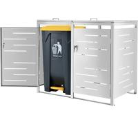 Habillage de poubelle 'Fahrenwalde' pour 2 tonnes Box de poubelle en acier inoxydable Box de rangement argent 116x132x80cm
