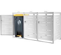 Habillage de poubelle 'Fahrenwalde' pour 3 tonnes Box de poubelle en acier inoxydable Box de rangement argent 116x196x80cm