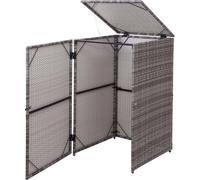 Habillage de poubelle HWC-E25, abri pour poubelle Couverture de poubelle, poly rotin 120l ~ gris