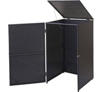 Habillage de poubelle HWC-E25, abri pour poubelle Couverture de poubelle, poly rotin 120l ~ noir