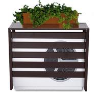 Habillage en aluminium pour climatiseur/pompe à chaleur HWC-K59, couverture grille de protection étagère pour plantes, métal 73x90x38cm ~ brun
