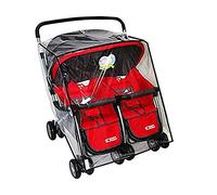Habillage pluie universel pour poussette jumeaux côte à côte Housse de pluie imperméable Double Housse de Capuche en PVC transparent imperméable à la poussière et au vent pour poussette double landau