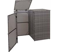 habillage pour 2 poubelles HWC-E25, abri pour poubelles, couverture pour poubelles, poly rotin 2x120l ~ gris